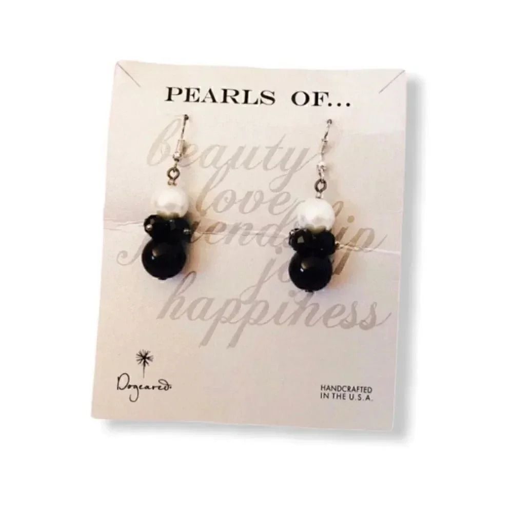 Black and White Pearl Earrings - Picture 2 of 3
